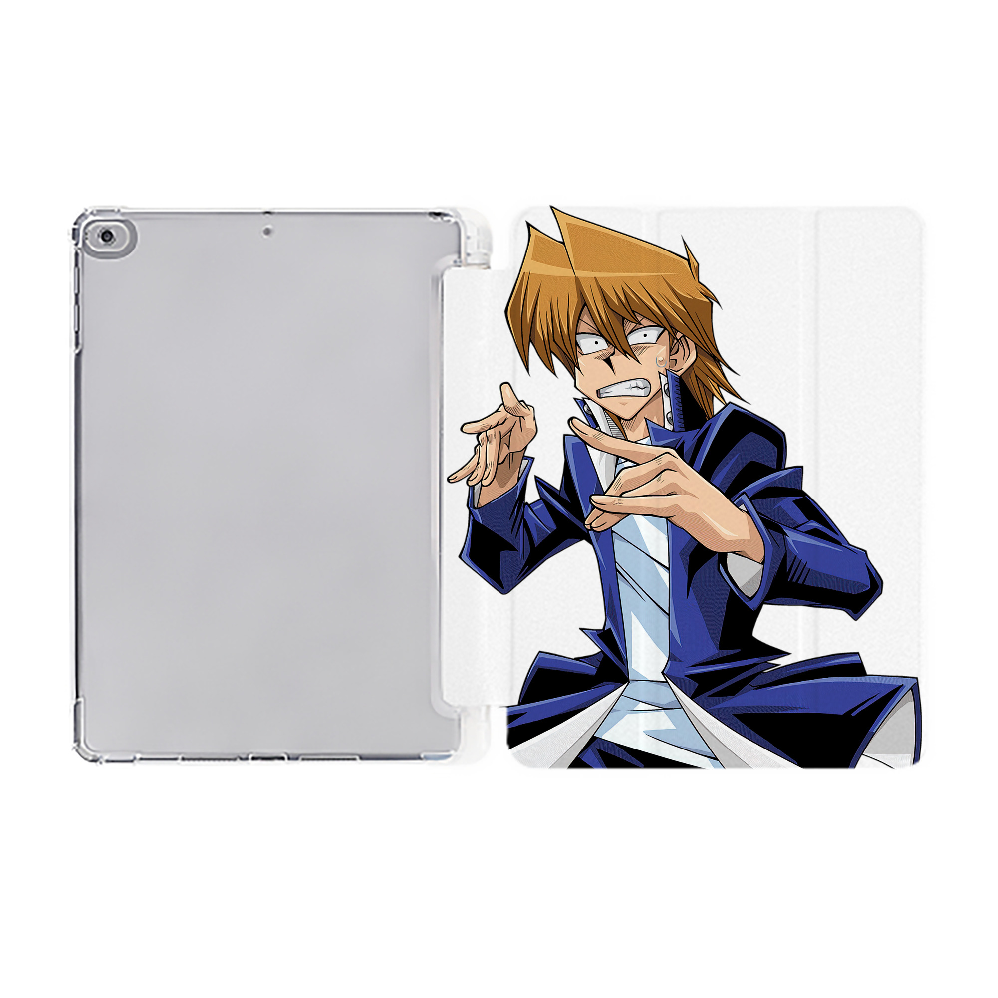 （画像用） 遊☆戯☆王 Yu-Gi-Oh! IPad ケース ペン収納付き 三つ折りスタンド PUレザー×シリコン 対応機種9.5/10.5/10.9インチ